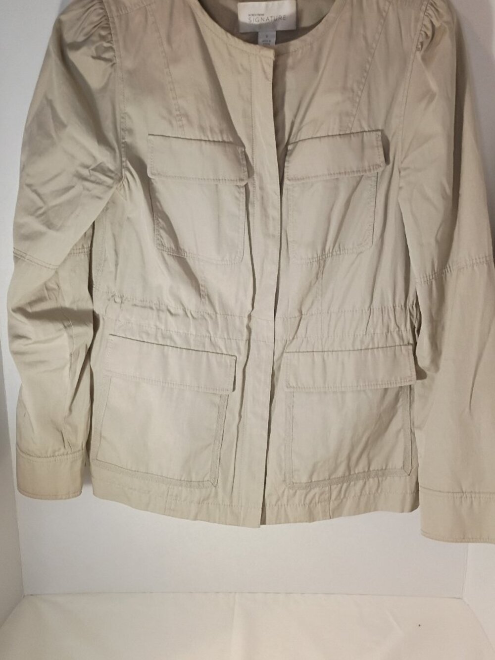 Nordstrom Signature Women Cotton Cargo Utility Jacket Puff Sleeve Size Small